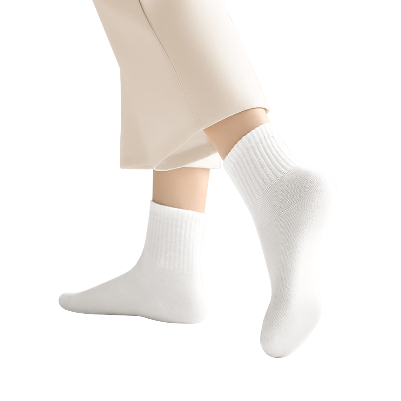 七海秋一次性袜子免洗日抛中筒袜透气吸汗出差旅行男女通用军训袜子10双