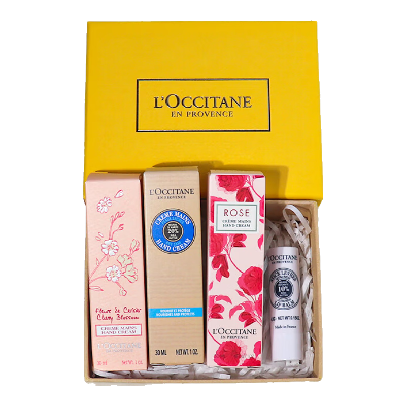 歐舒丹（L'OCCITANE）護手霜組合禮盒套裝 保濕滋潤留香手膜潤膚四季防干裂 節(jié)日送禮 經(jīng)典三味+唇膏禮盒裝