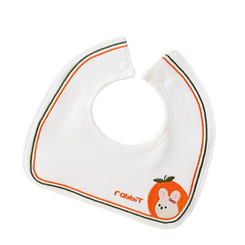 婴儿围嘴a类纯棉防吐奶口水巾TPU防水可旋转使用吃饭宝宝围兜卡通 薯条汉堡