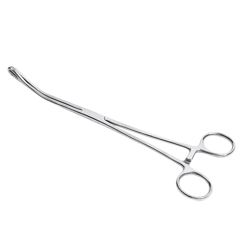 医用卵圆钳有齿不锈钢海绵钳医疗手术持物钳组织钳火罐钳子海绵夹 25Cm弯有齿