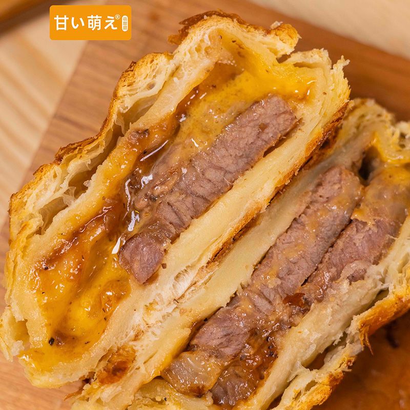 300g速冻早餐食品牛排堡方便速食烘 惠灵顿芝士爆浆牛扒包单盒【尝kg