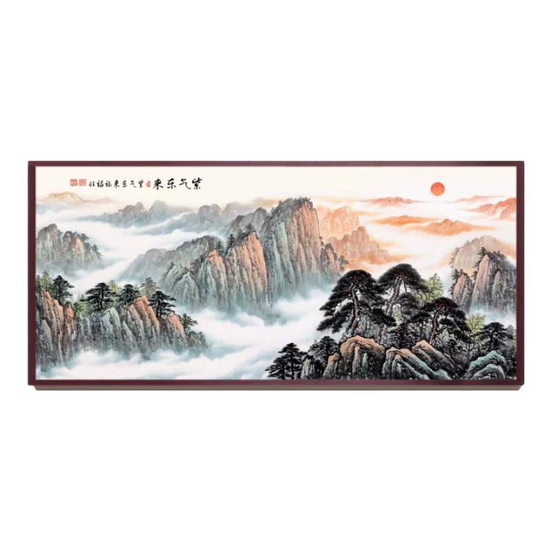 鑫萬豐石墨烯取暖器壁畫壁掛式墻板掛墻上的電暖氣片電熱板墻畫發(fā)熱掛畫 旭日東升 遙控器控制 1200瓦（長120*高83）