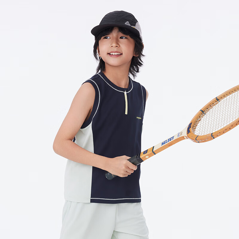 onmygame儿童背心26年新款A类抗菌男童女童夏季上衣 深海蓝 140