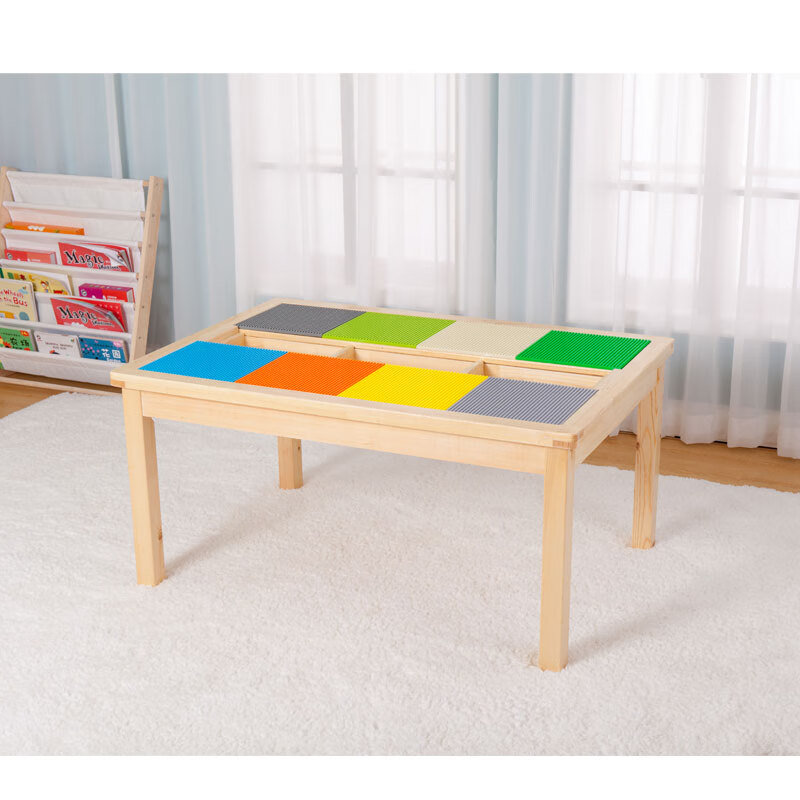 儿童积木桌多功能兼容大小颗粒积木长方形幼儿园玩具桌 积木桌普通款（不带积木/椅子）