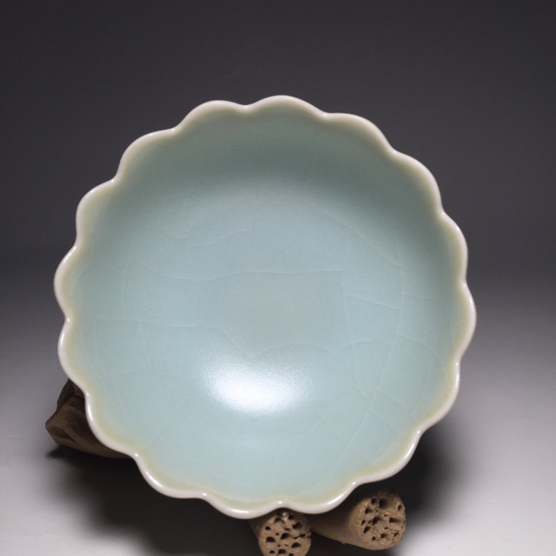 柏采官方台湾柏采汝窑粉青开片菊意品茗杯汝瓷茶具br 122b