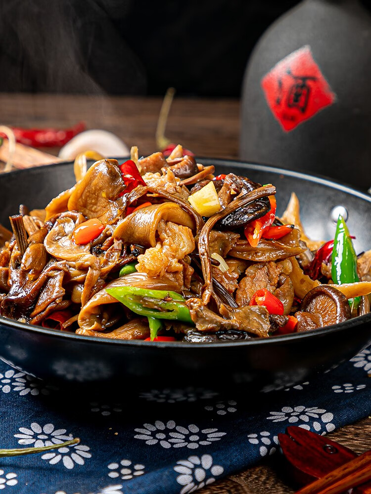 干锅三菌酒店饭店餐饮商用湘菜半成品预菜条菇茶树菇香菇