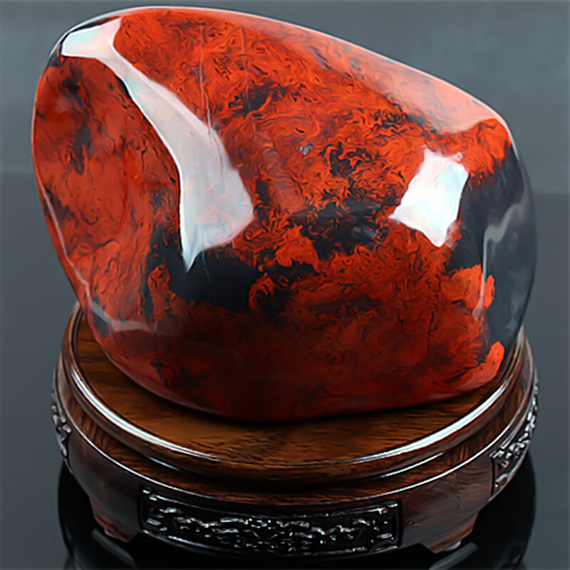 迎福匠收藏级 桂林鸡血玉原石摆件红黑底红乾坤料广西天然鸡血石