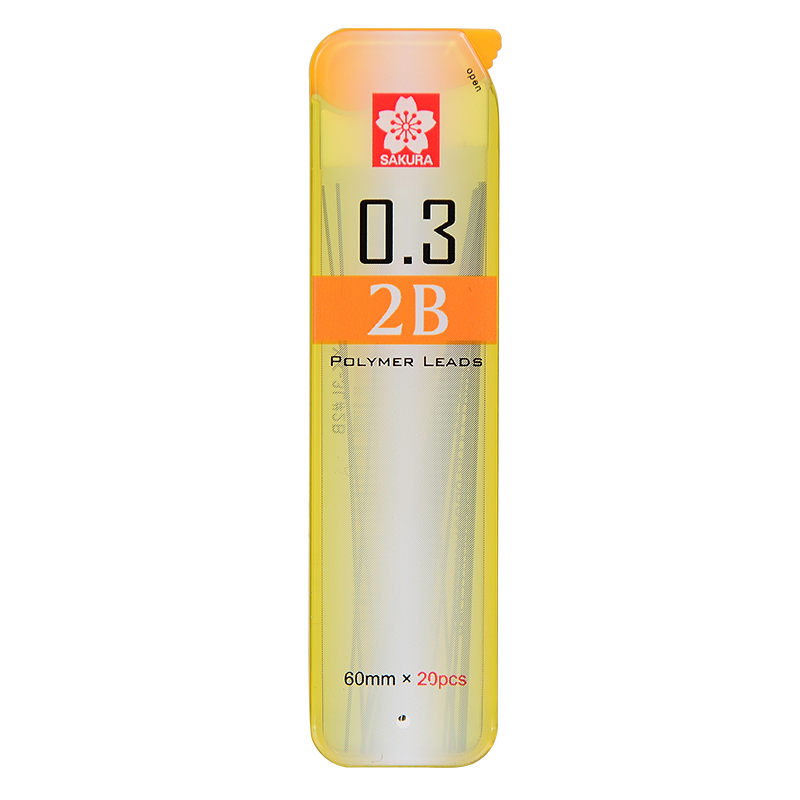 樱花(SAKURA)防断自动铅笔芯活动铅芯替芯 0.3mm2B加量装 日本进口