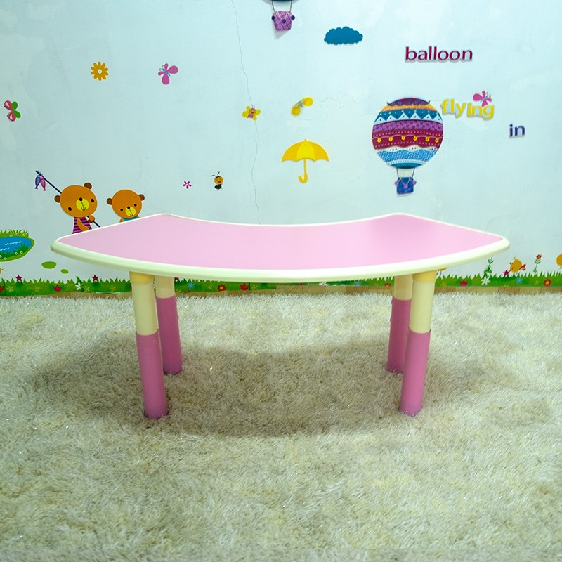 玉正新品幼儿园扇形桌儿童塑料早教培训可升降桌椅 粉色