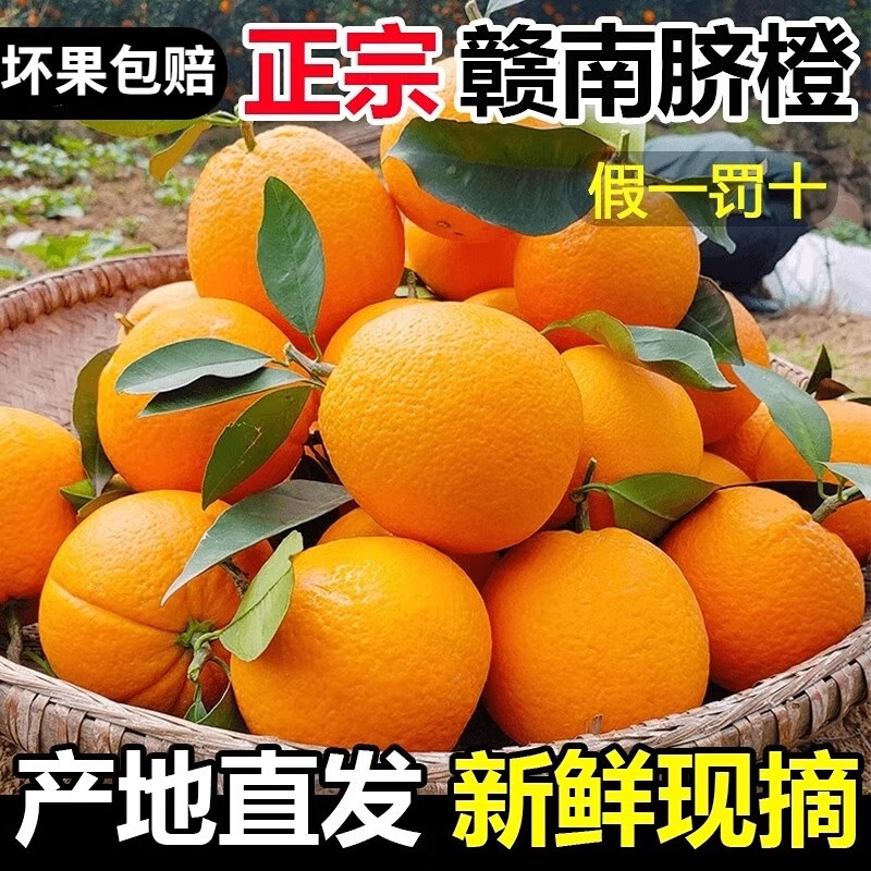 粤迎江西赣南脐橙子特产正宗手剥当季橙子新鲜水果高山脐橙当季水果 10斤甄选果【爆甜多汁】净9斤