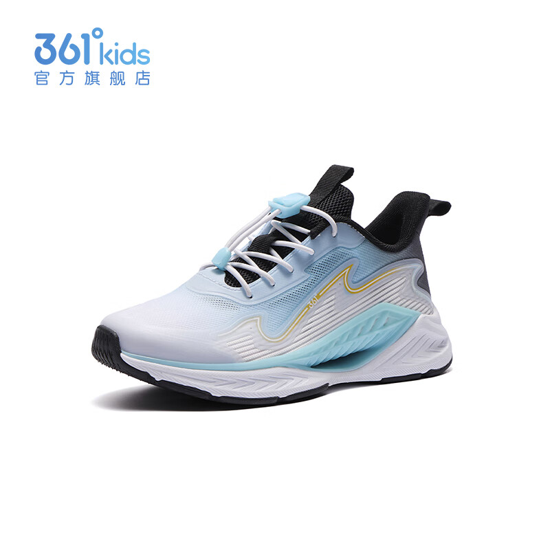 361°【风透3.0】童鞋男女童运动跑鞋春夏季中大童鞋子透气抽绳跑鞋 361度白/晴空蓝色/碳黑 41
