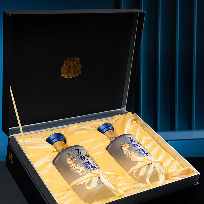 五粮液 五粮醇 醇香商务蓝礼盒 浓香型白酒 优级纯粮好酒 52度 500mL 2瓶 礼盒装