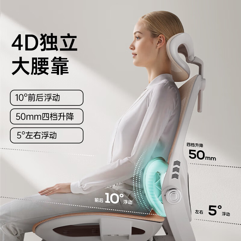 黑白调P2Pro人体工学电脑椅办公椅人工力学座椅电竞椅学习椅4D腰托 P2Pro柔纱米 4D护腰