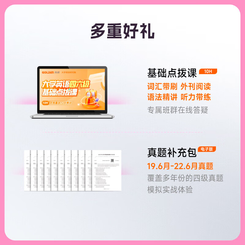 当天发货】高顿备考2025四六级真题高顿大学英语四六级真题词汇考试突破单词书高顿四六级躺赢包四六级书课包备考资料真题试卷英语四六级专项训练全套 备考2025四级·词汇