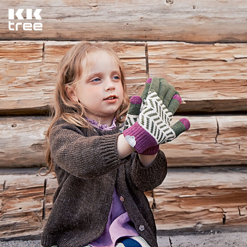 Kocotreekk树儿童帽子加厚保暖宝宝护耳帽手套男孩针织围巾女童秋冬单手套