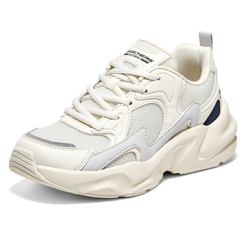 斯凯奇（Skechers）女鞋春秋2025新款厚底增高老爹鞋减震轻便运动鞋透气百搭休闲鞋 自然色-NTMT 35