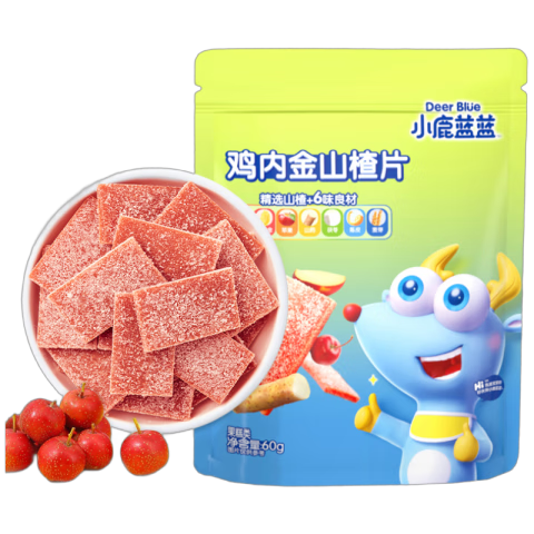 小鹿蓝蓝 鸡内金六物山楂片 宝宝儿童零食添加鸡内金独立小包装 60g 