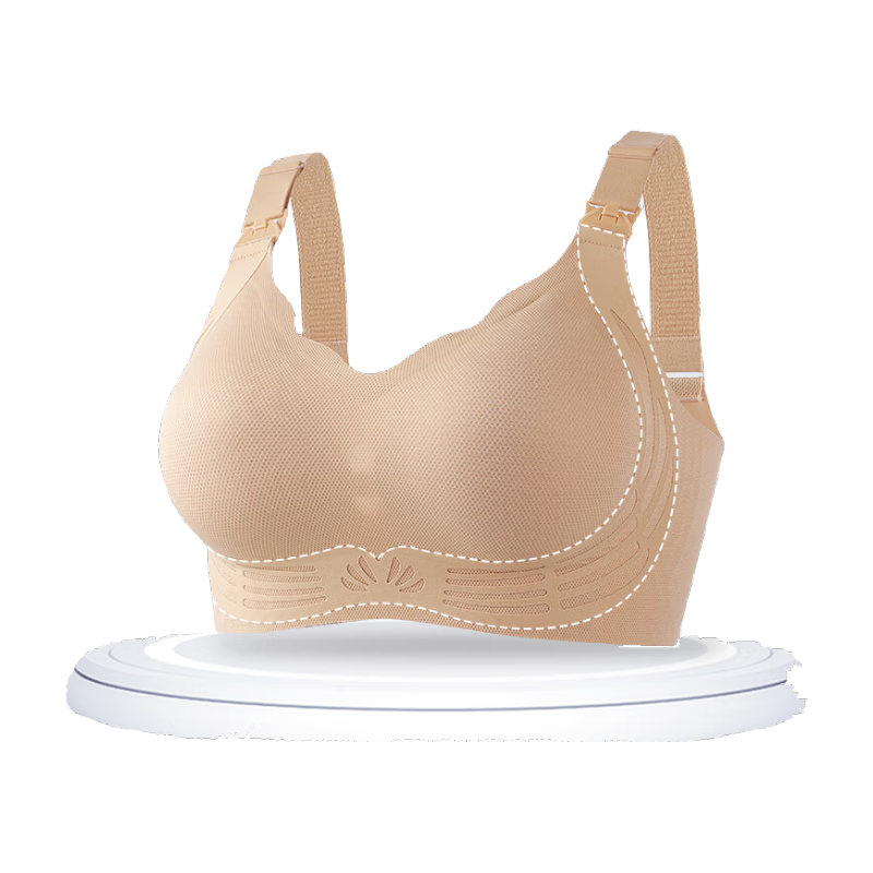 婧麒（JOYNCLEON）哺乳內(nèi)衣提拉塑型上開扣孕婦文胸孕期專用產(chǎn)后喂奶防下垂聚攏美背 奶咖 XL（165/95）