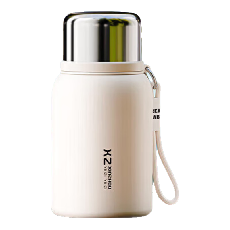 Jidaocook316不锈钢保温杯迷你水杯提绳便携随手杯男女生杯子茶水分离学生 【新品上市】慕斯白 500ml 【316食品级不锈钢】