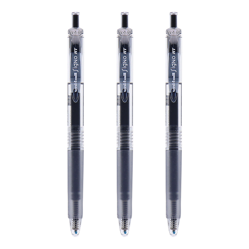 uni三菱【熱門商品】 uni-ball UMN-105按動(dòng)黑色中性筆0.5mm黑筆簽字筆商務(wù)學(xué)生考試專用水性筆 3支