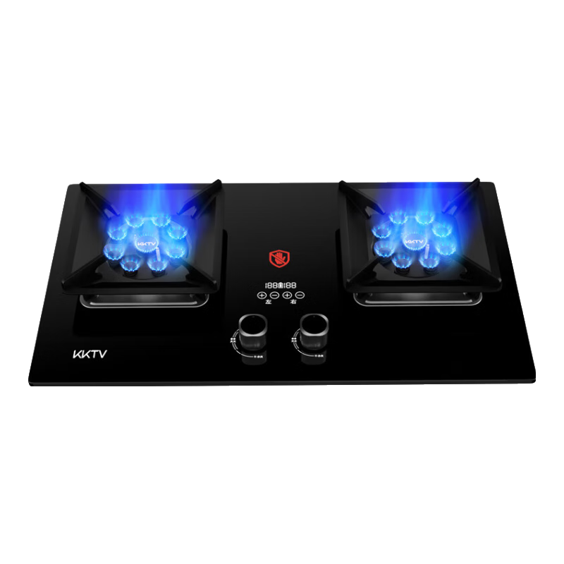 KKTV康佳互联网品牌燃气灶煤气灶双灶具大火力嵌入式聚能猛火节能天然气灶液化气炉灶台式 (液化气)双边九腔+智能定时+5.0kw 大火力