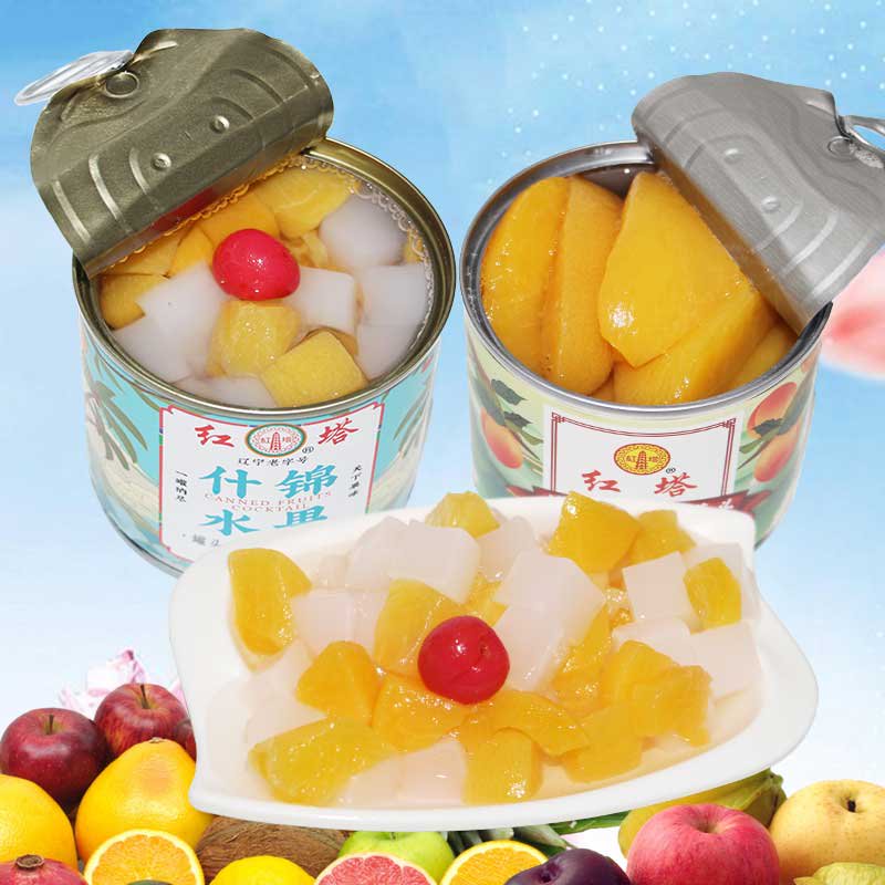 紅塔260g*6什錦水果罐頭混合裝午后做用的罐頭黃桃水果整箱送禮 什錦水果6罐