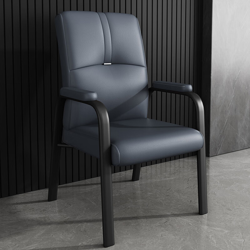 卡罗旋律棋牌室专用麻将椅子家用久坐舒服麻将机椅子可定制棋牌椅 A款-灰蓝耐磨纳帕皮【黑色烤漆腿 碳钢脚 x 固定扶手 京东折扣/优惠券