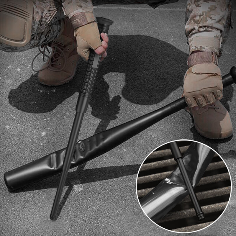 酷撼机械甩棍伸缩加硬加粗破窗防身武器合法随身防狼车载摔棍打狗甩棒 深灰 26寸加固轻机 赠六件套