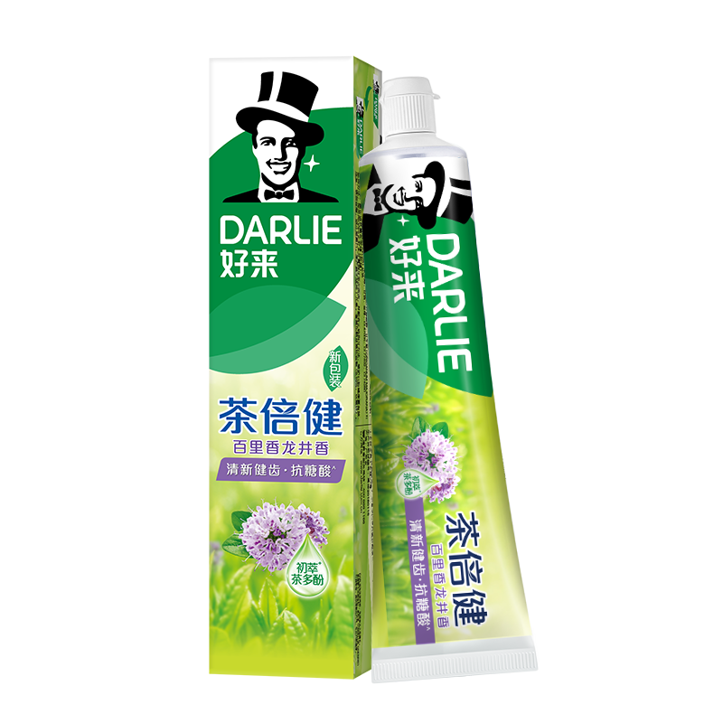 好来（DARLIE）(原黑人)茶倍健百里香龙井牙膏清新口气健齿190g新旧包装随机