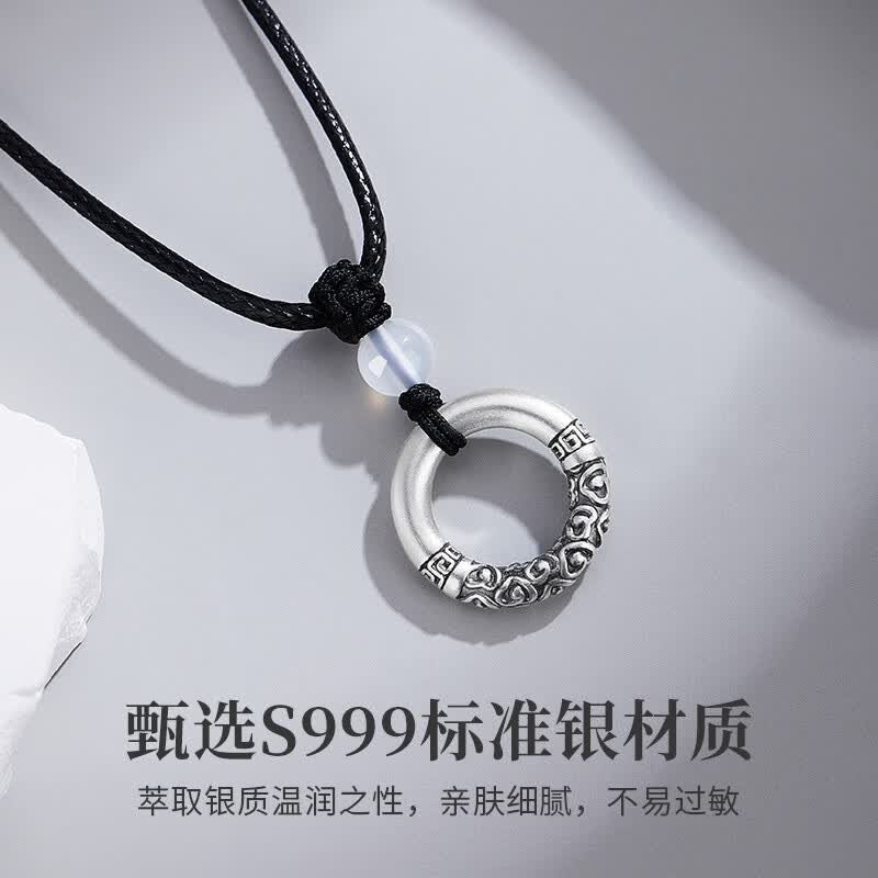老凤祥999足银项链男士平安扣吊坠个性生日父亲节礼物送爸爸男朋友老公 潮酷平安扣项链*品牌礼盒