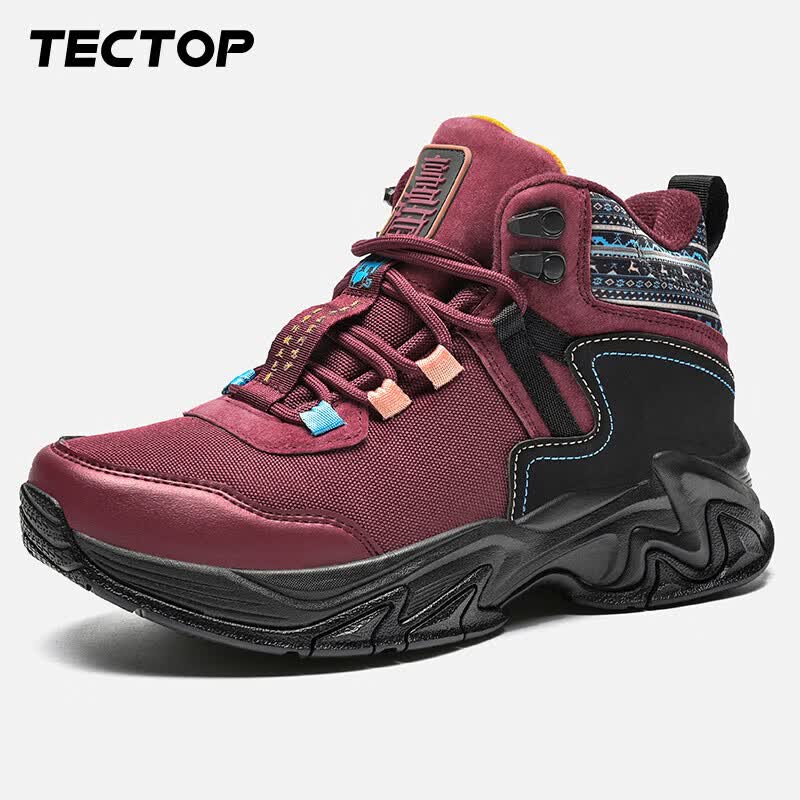 探拓(tectop)登山鞋 舒适运动鞋 拼色时尚休闲鞋58tb 女款酒红35