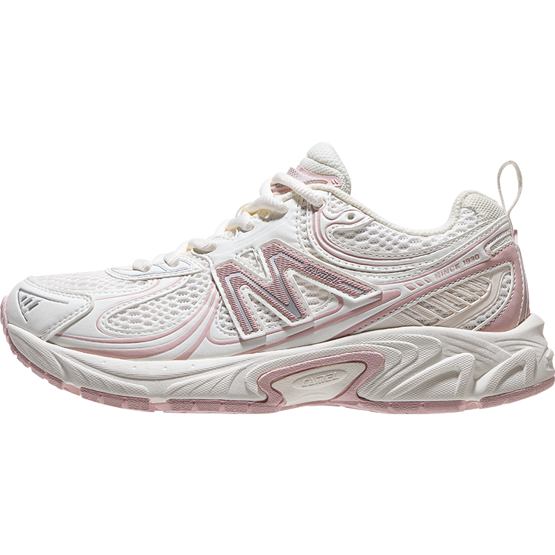 骆驼（CAMEL）[漫天]慢跑鞋男2025春夏休闲运动复古慢跑跑步鞋鞋女 K25B097018，象牙白/光晕粉 ，女 38