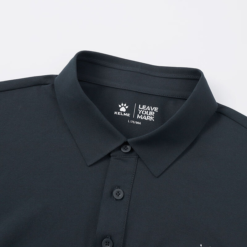 卡尔美（KELME）运动POLO衫男夏季新款健身短袖翻领速干T恤通勤上衣 藏蓝 XL