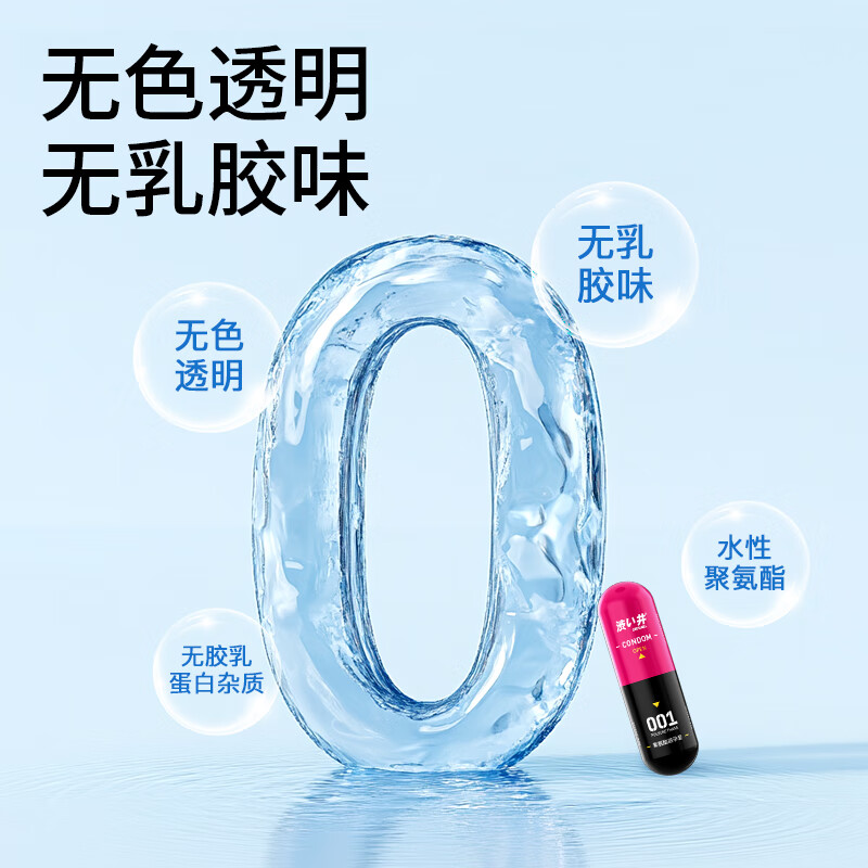 涩井胶囊避孕套超薄0.01隐形裸入 女性快潮安全套 交口套日本进口品牌 001快潮3只 001mm女性秒喷套男专用防早泄敏感计生情趣用品