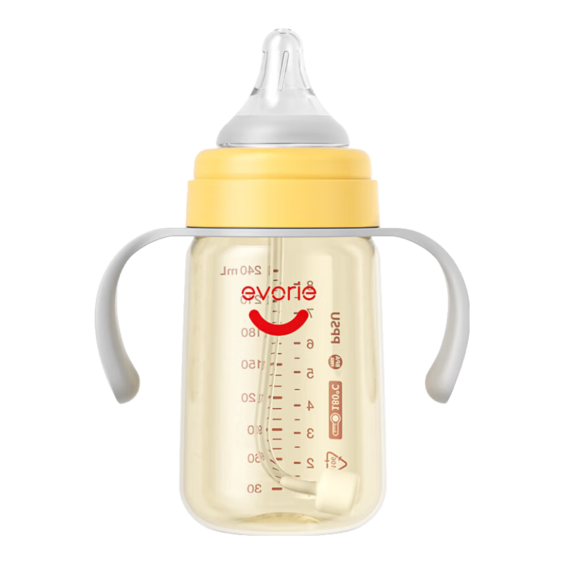 愛得利（evorie）嬰兒帶吸管奶瓶套裝 一瓶三用 6個月以上寶寶防漏PPSU奶瓶套裝