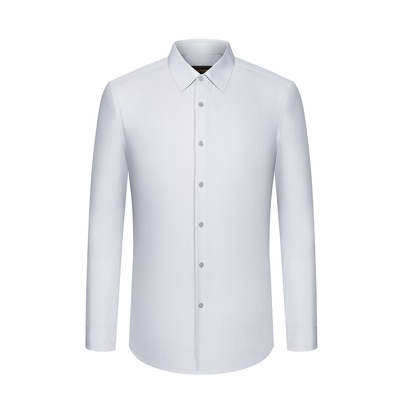 雅戈尔长袖衬衫【桑蚕丝】隐条纹优雅商务易打理高端男衬衣 灰色隐条纹 40 （175/92Y）