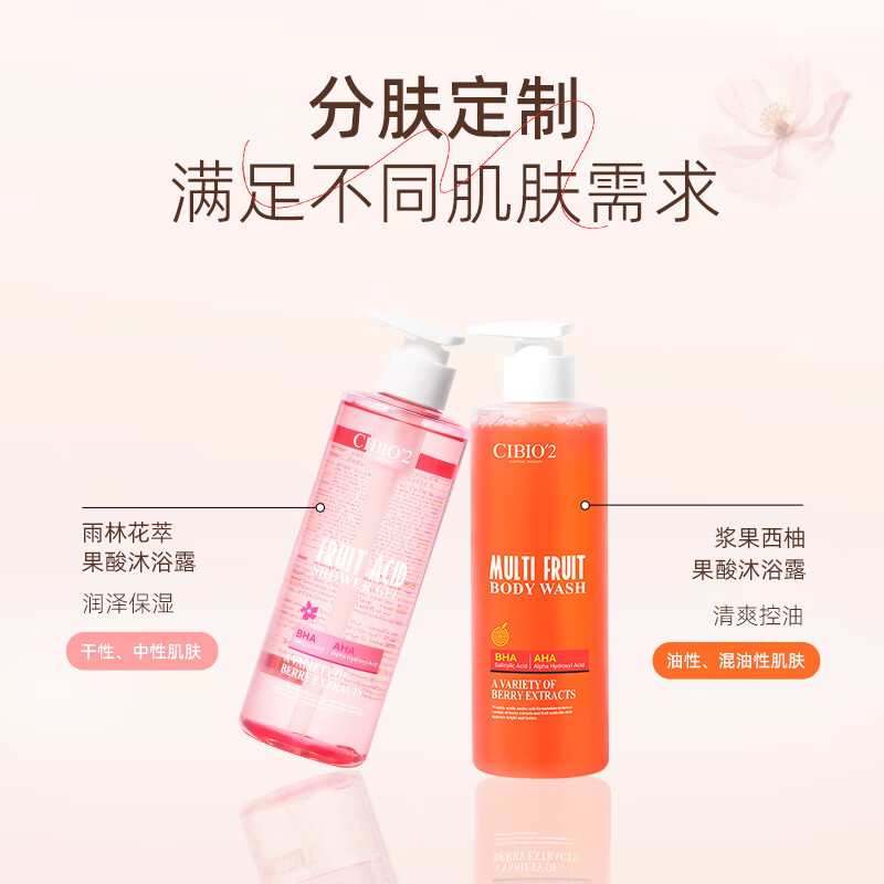 CIBIO'2希蓓欧沐浴露持久留香72小时控油祛痘果酸水杨酸身体乳香皂送男友 【店长推荐】浆果西柚果酸400ml