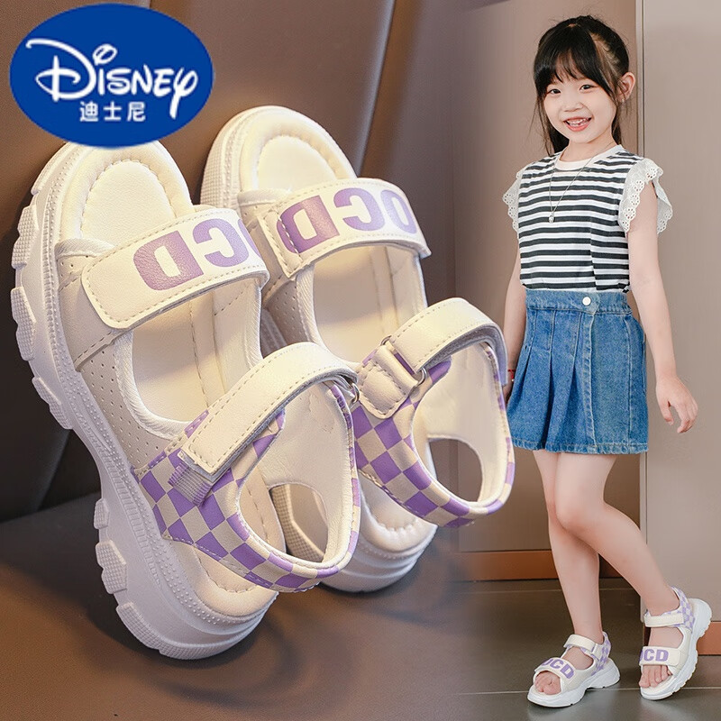迪士尼（DISNEY）女童凉鞋夏季2025新款时尚运动软底儿童沙滩鞋中大童小女孩学生鞋 BL-623紫色 26 内长16.5厘米