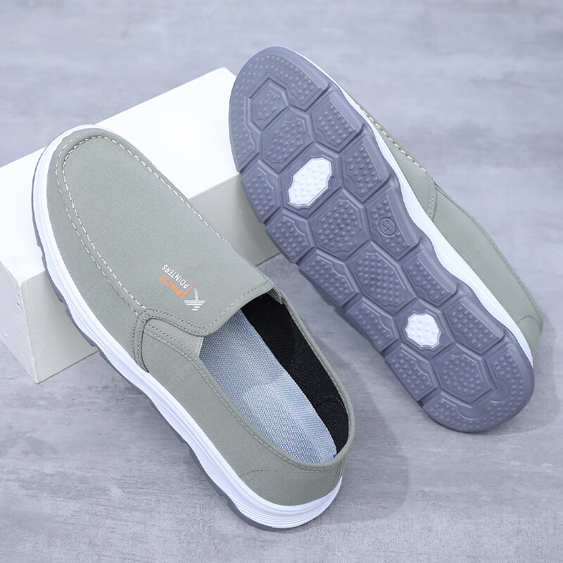 意迪森2025春季新款男士休闲鞋高端商务软底一脚蹬百搭鞋加宽鞋头不挤脚 灰色 单层 38 (240mm)