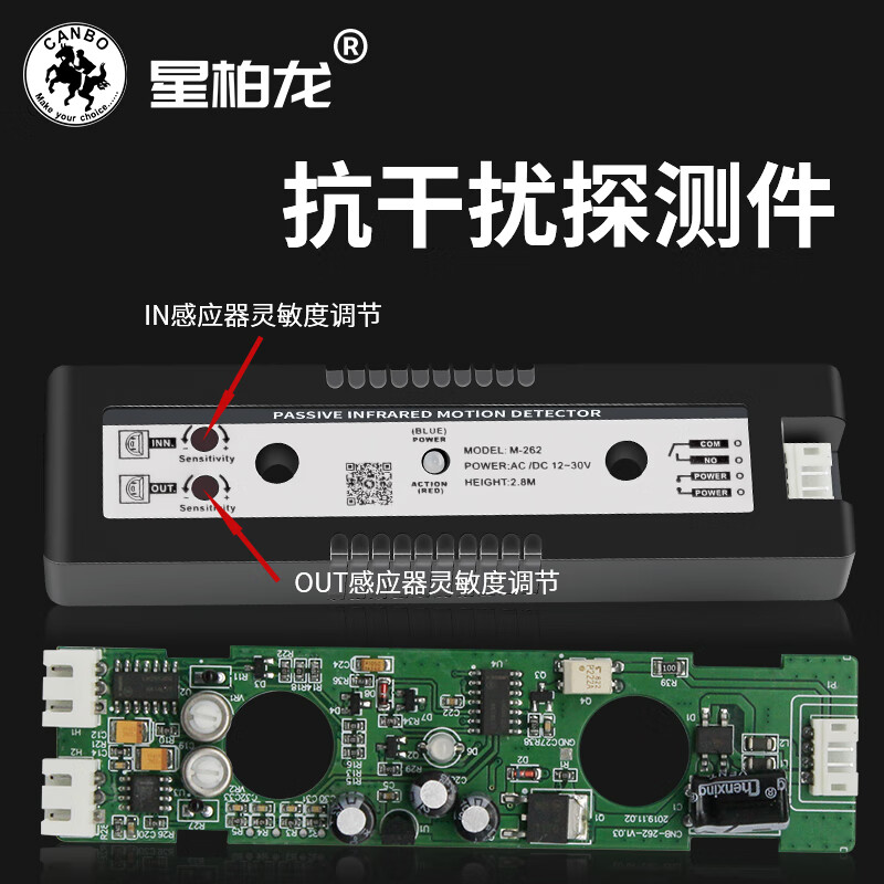 星柏龙感应门迷你嵌入式小探头平移玻璃门微型感应探头开关自动门配件 嵌入式小探头（一拖二）