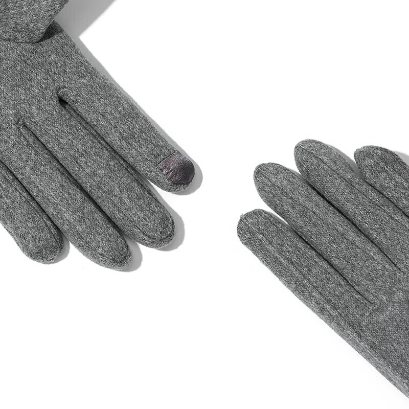 达芬奇密码 秋冬季开车可触屏加绒保暖防风防寒手套女 毛口 灰色 均码