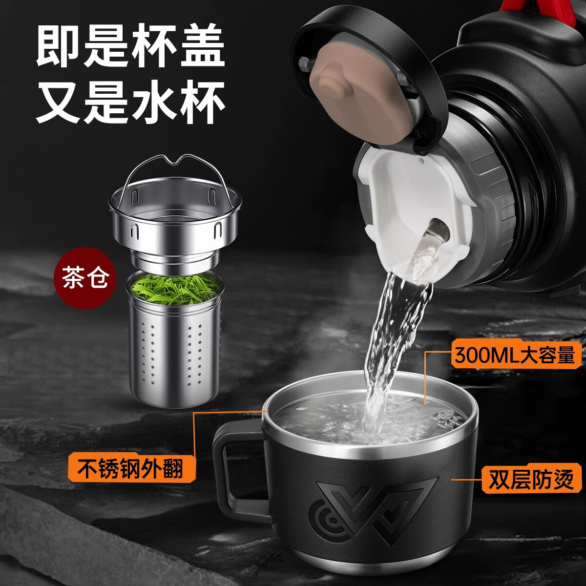 EATKM工地水壶大容量保温杯特大号防摔水杯子干活男款夏天保冷外出携带 【防刮耐磨】黑5.0L-约10斤水