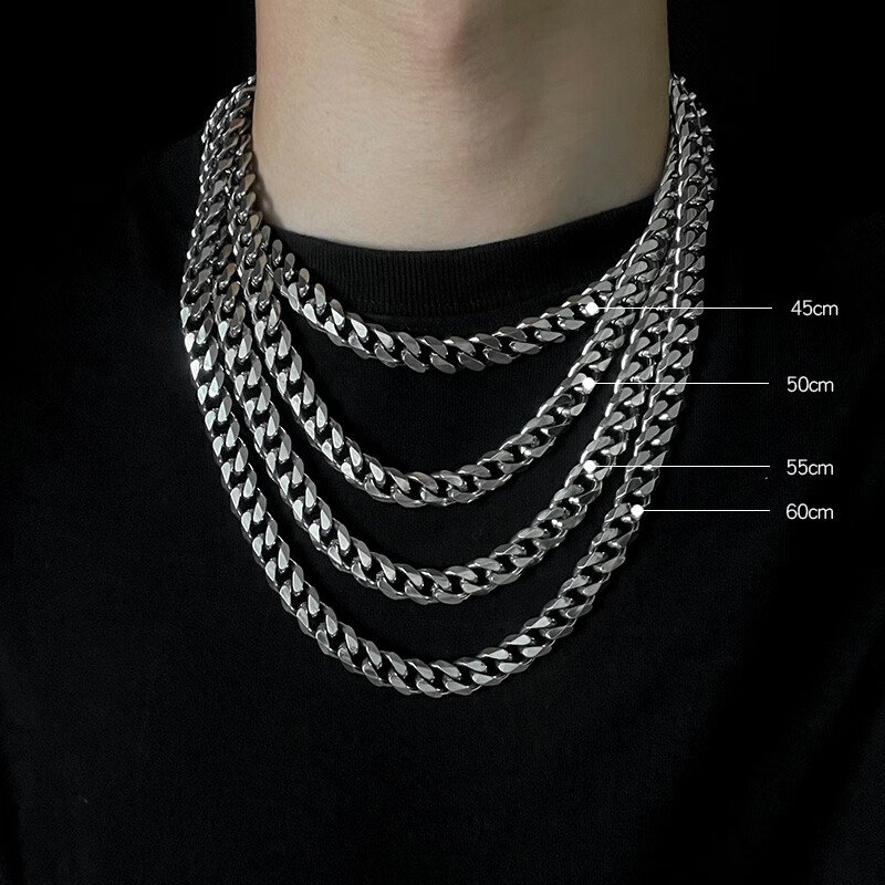 歐美古巴鏈子項(xiàng)鏈hiphop男女潮流ins嘻哈夸張鈦鋼不掉色高街粗款 銀色60cm(寬度1.1cm) 不掉色