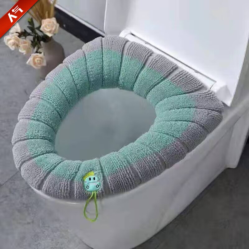 加加林(JAJALIN)針織加厚馬桶墊保暖馬桶套坐便墊圈大號防水坐便套自帶提手 粉色 墨綠色 1個(gè)