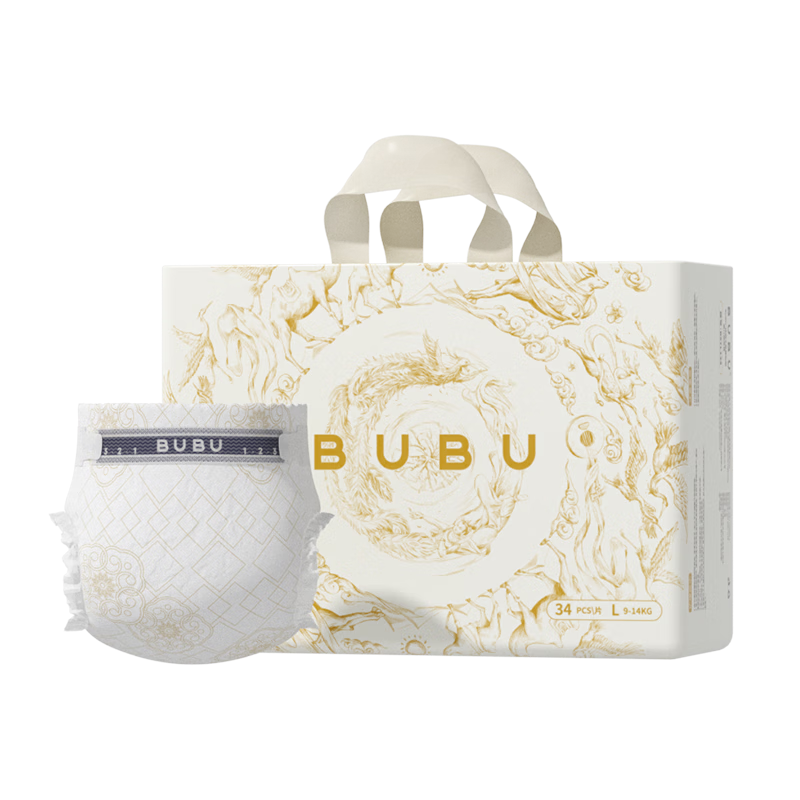 BUBU丝绸之路纸尿裤L码34片（8.5-11.5KG）蚕丝蛋白超薄柔软