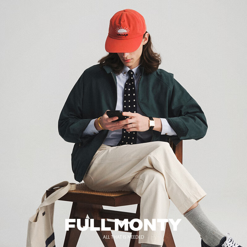 FULL MONTY【哈灵顿夹克】黑藏青男棉莱赛尔混纺G9复古外套商务行政休闲上衣 松石绿色30015 XS 44