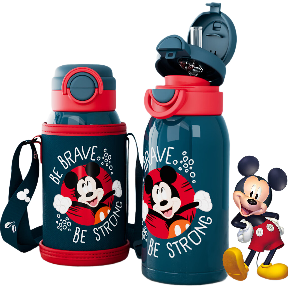 迪士尼（Disney）兒童保溫杯316不銹鋼吸管直飲水杯幼兒園小學(xué)生雙飲水壺650ml米奇