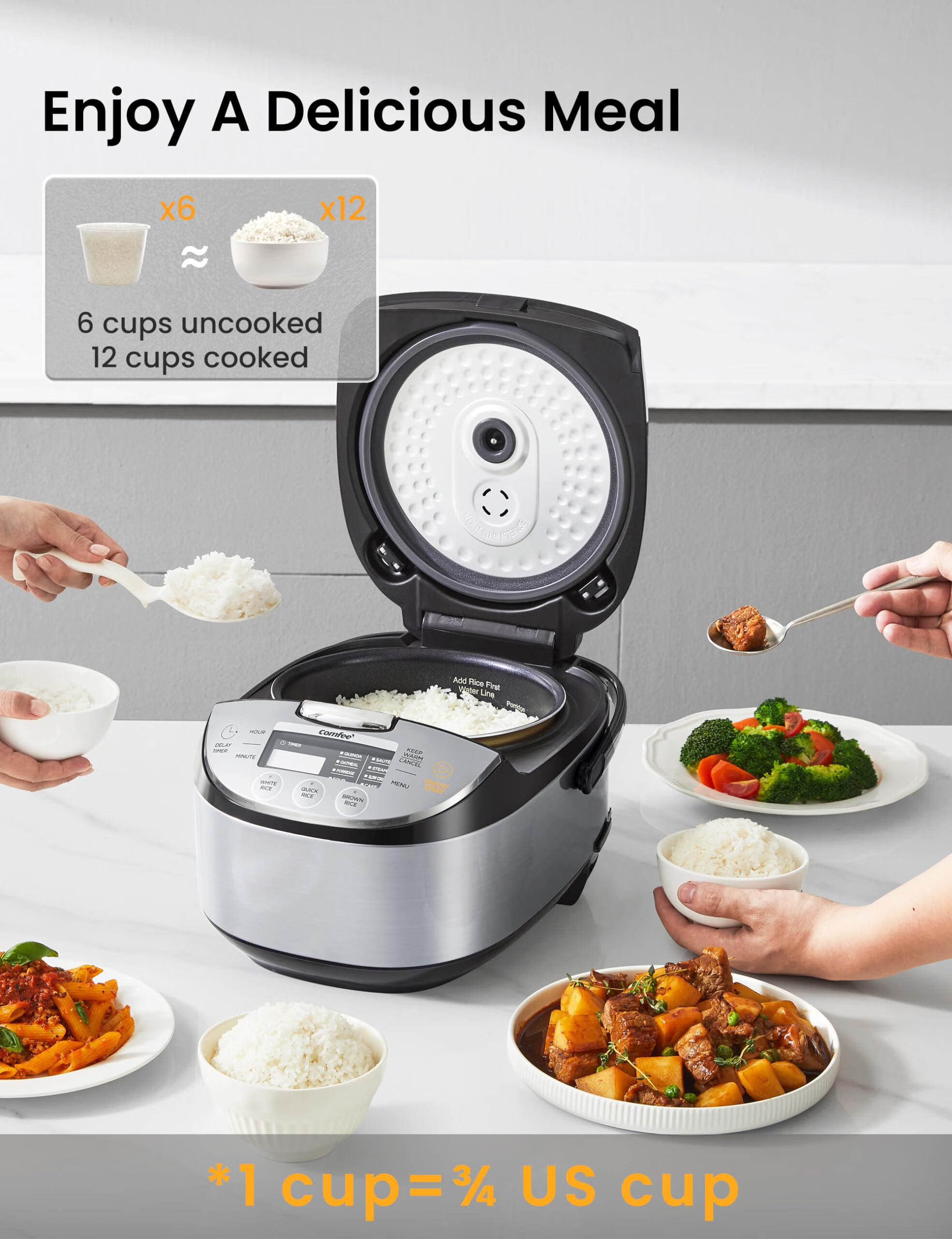 comfee 电饭煲 2.844 升 不锈钢材质 crd30lb3apk 不粘 量杯