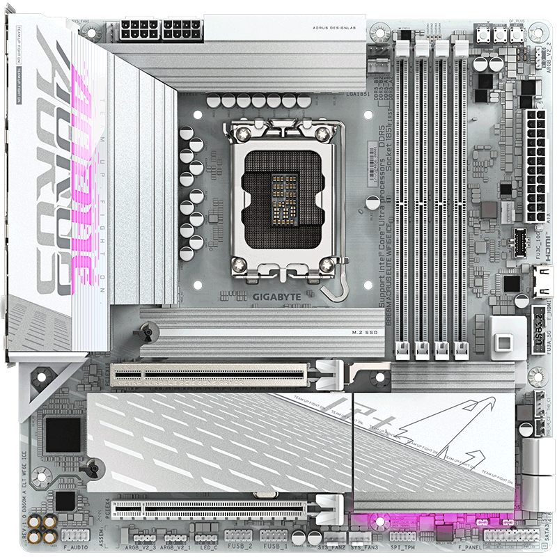 技嘉（GIGABYTE）冰雕B860M AORUS ELITE WIFI6E ICE DDR5主板 支持CPU Ultra U7 265K U5 245K LGA 1851