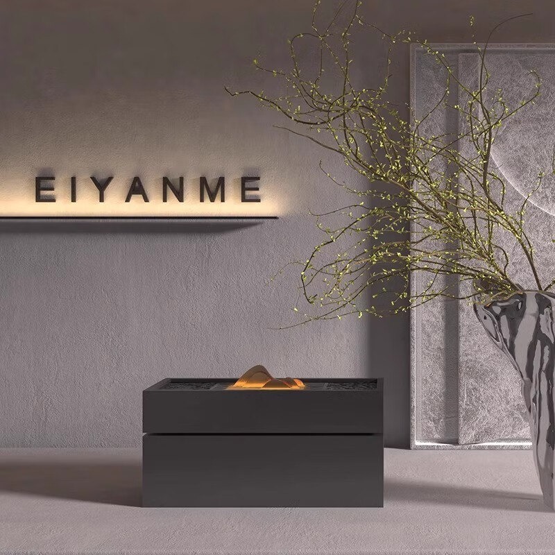 EIYANME现代办公室桌面摆件高级感客厅轻奢流水摆件招财循环水鱼缸水景 【定制款】H1-1260*300**260MM